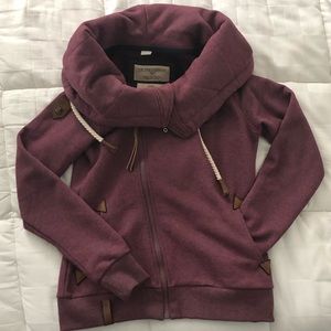 Maroon Naketano Asymmetrical Zip-up Hoodie